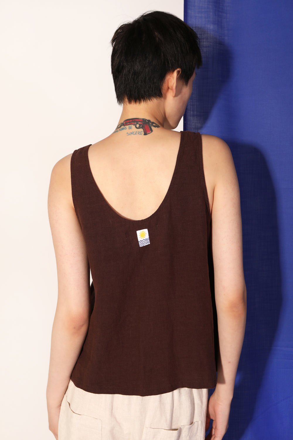 Button Front Tank - Chocolate