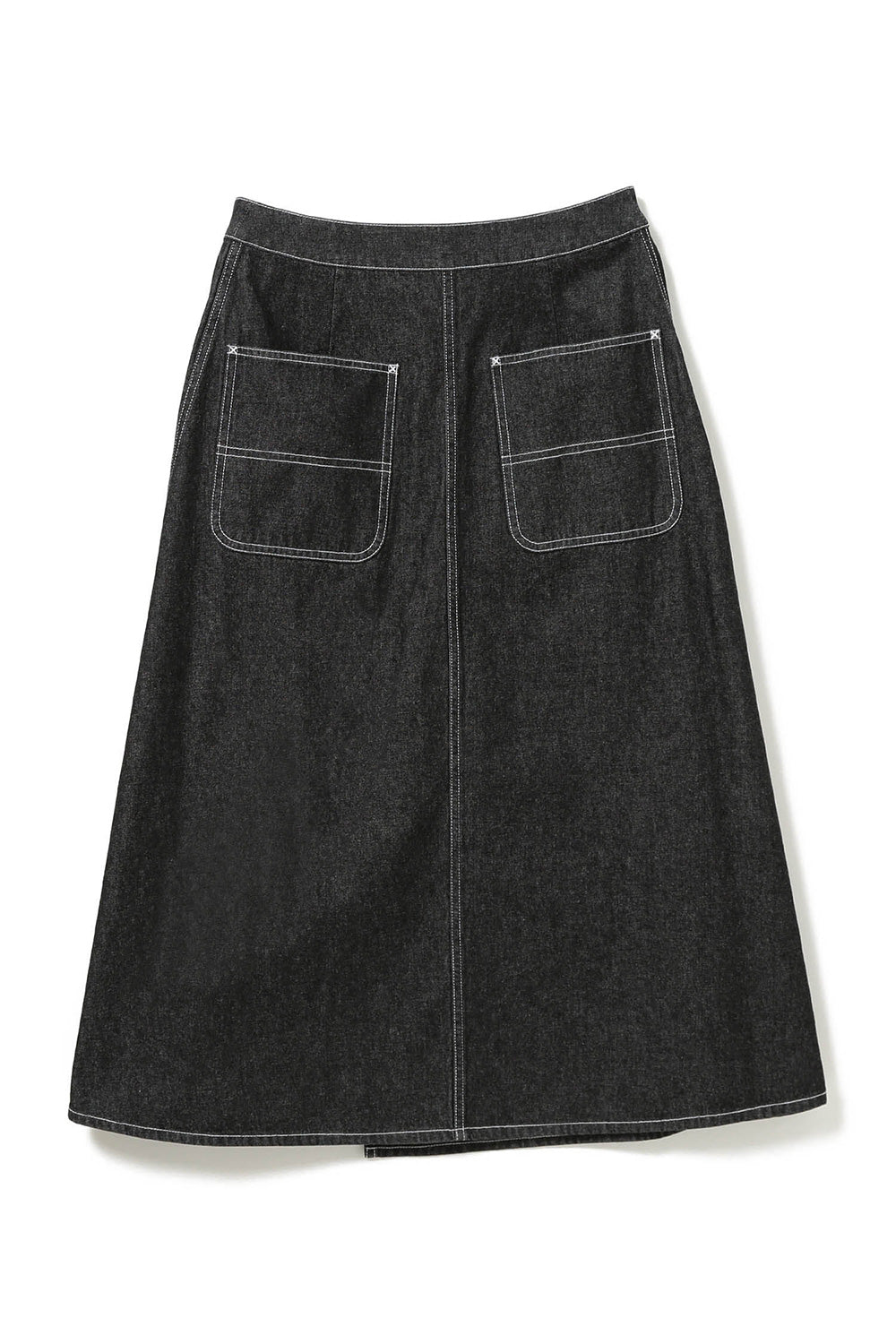 Wraped Pleated Skirt - Black Denim