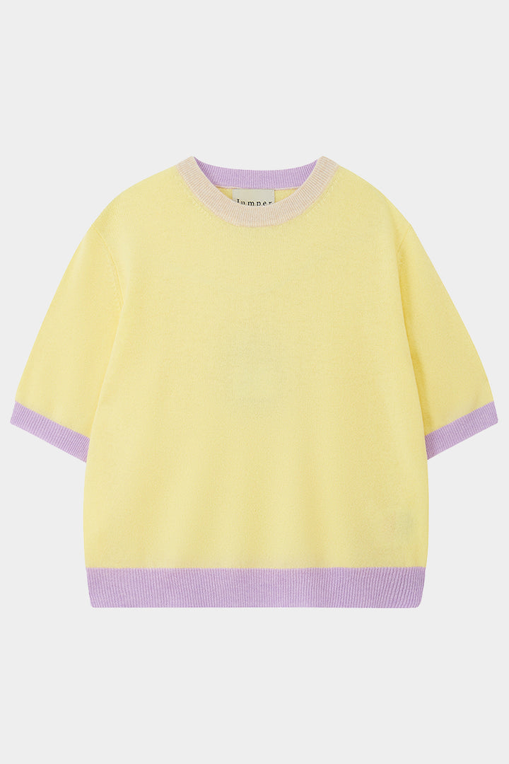 Many Contrast Cashmere T-Shirt - Sorbet/Lace/Lavendula