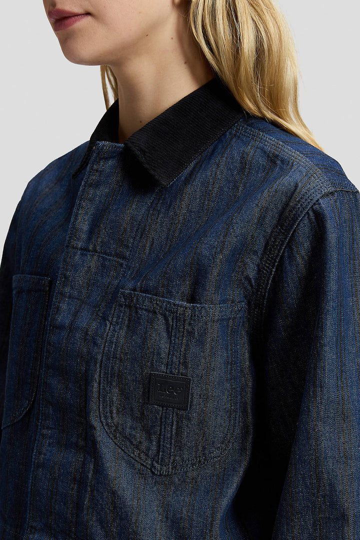 Relaxed Cropped Chore Jacket - Hickory Rinse
