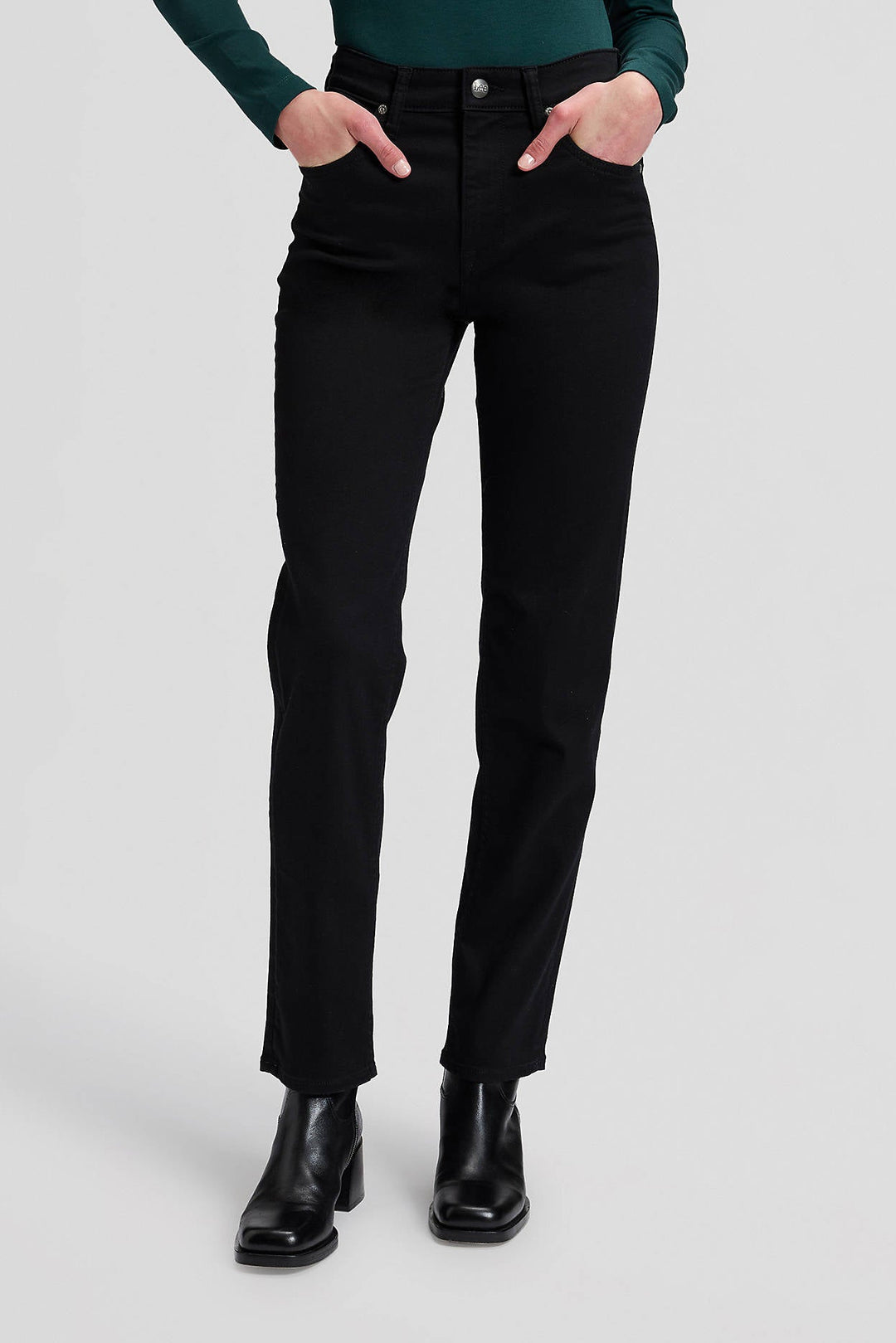 Carol High Rise Straight Jeans - Base Black