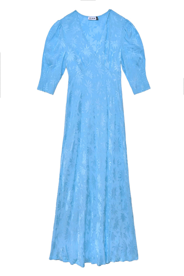 Zadie Midi Dress - Blue Daisy Jacquard