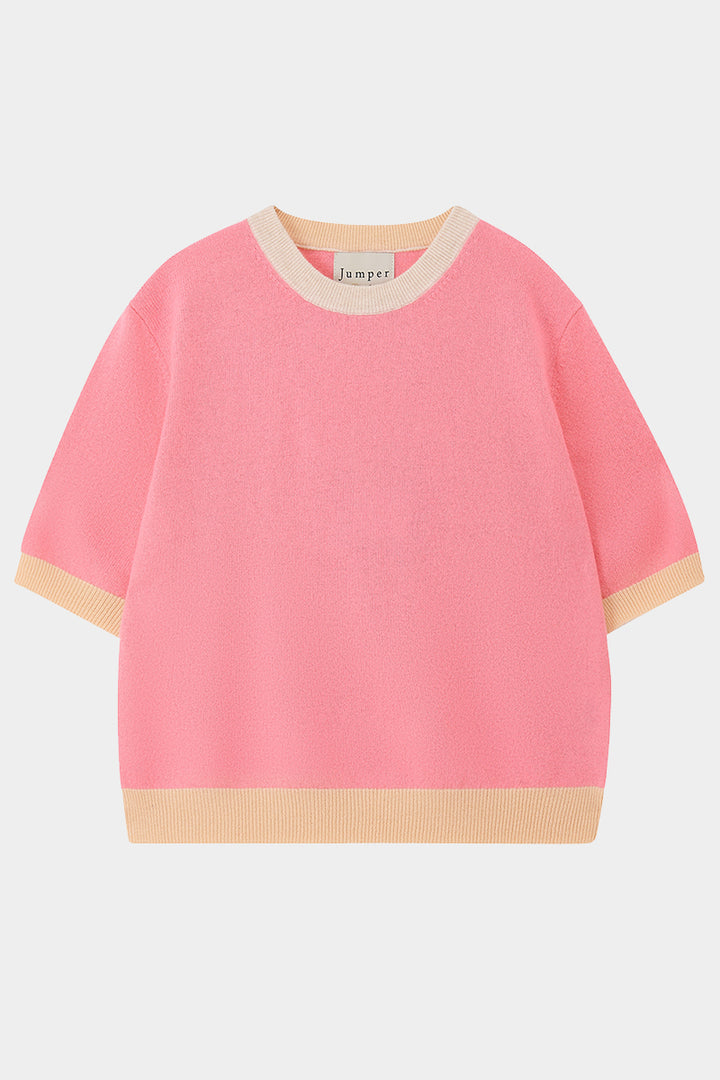 Many Contrast Cashmere T-Shirt - Cosmo Pink/Lace/Bellini - Frontiers Woman