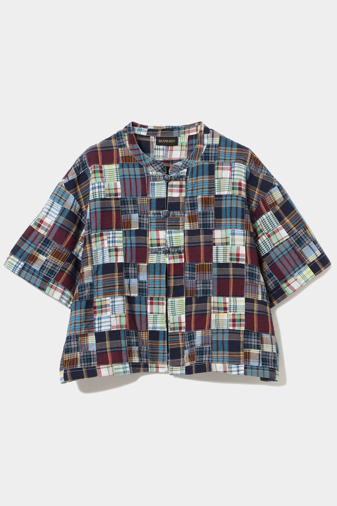 Patch Work Short Sleeve Top - Blue Multi - Frontiers Woman