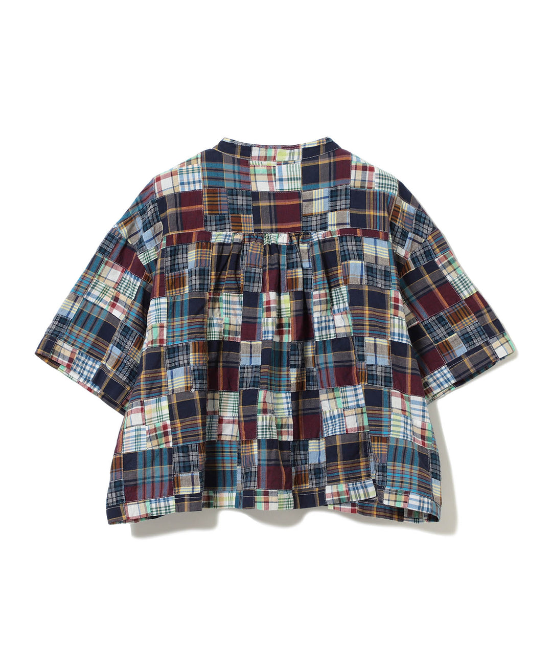 Patch Work Short Sleeve Top - Blue Multi - Frontiers Woman