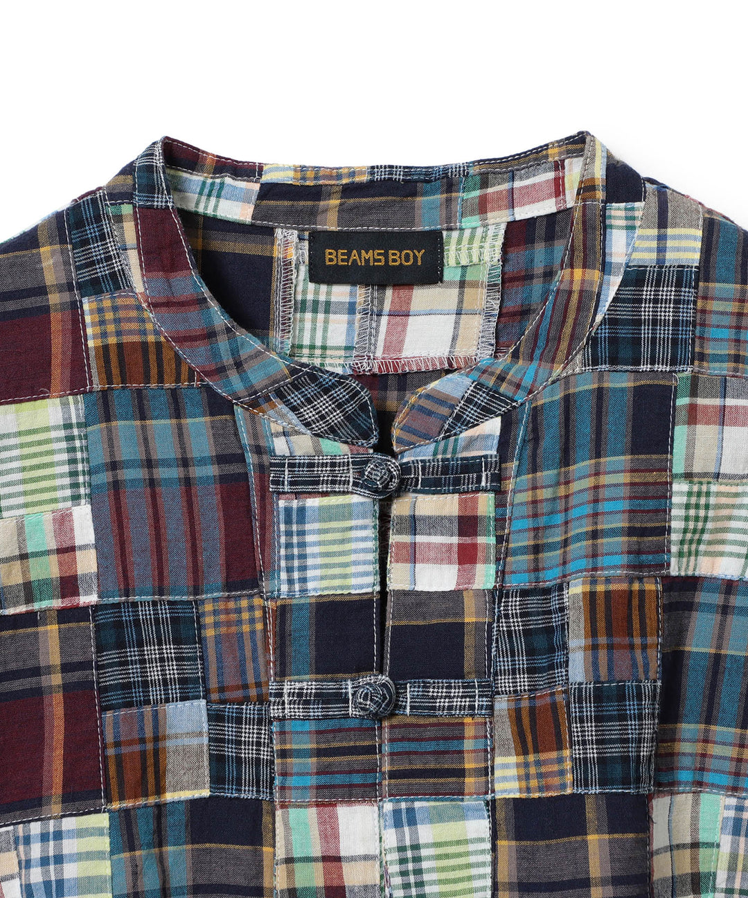 Patch Work Short Sleeve Top - Blue Multi - Frontiers Woman