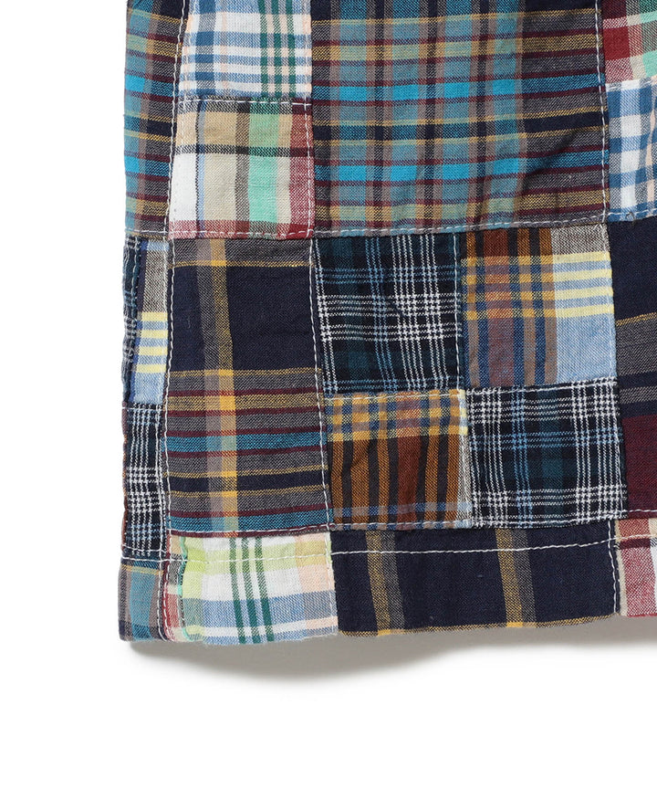 Patch Work Short Sleeve Top - Blue Multi - Frontiers Woman