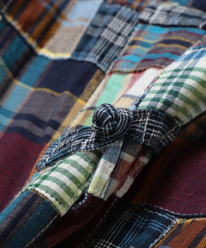 Patch Work Short Sleeve Top - Blue Multi - Frontiers Woman