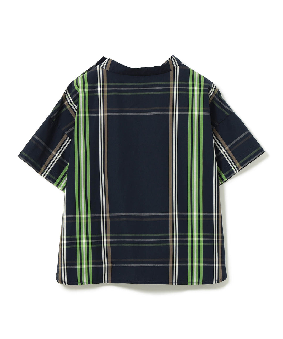Big Tartan Short Sleeve Top - Navy - Frontiers Woman
