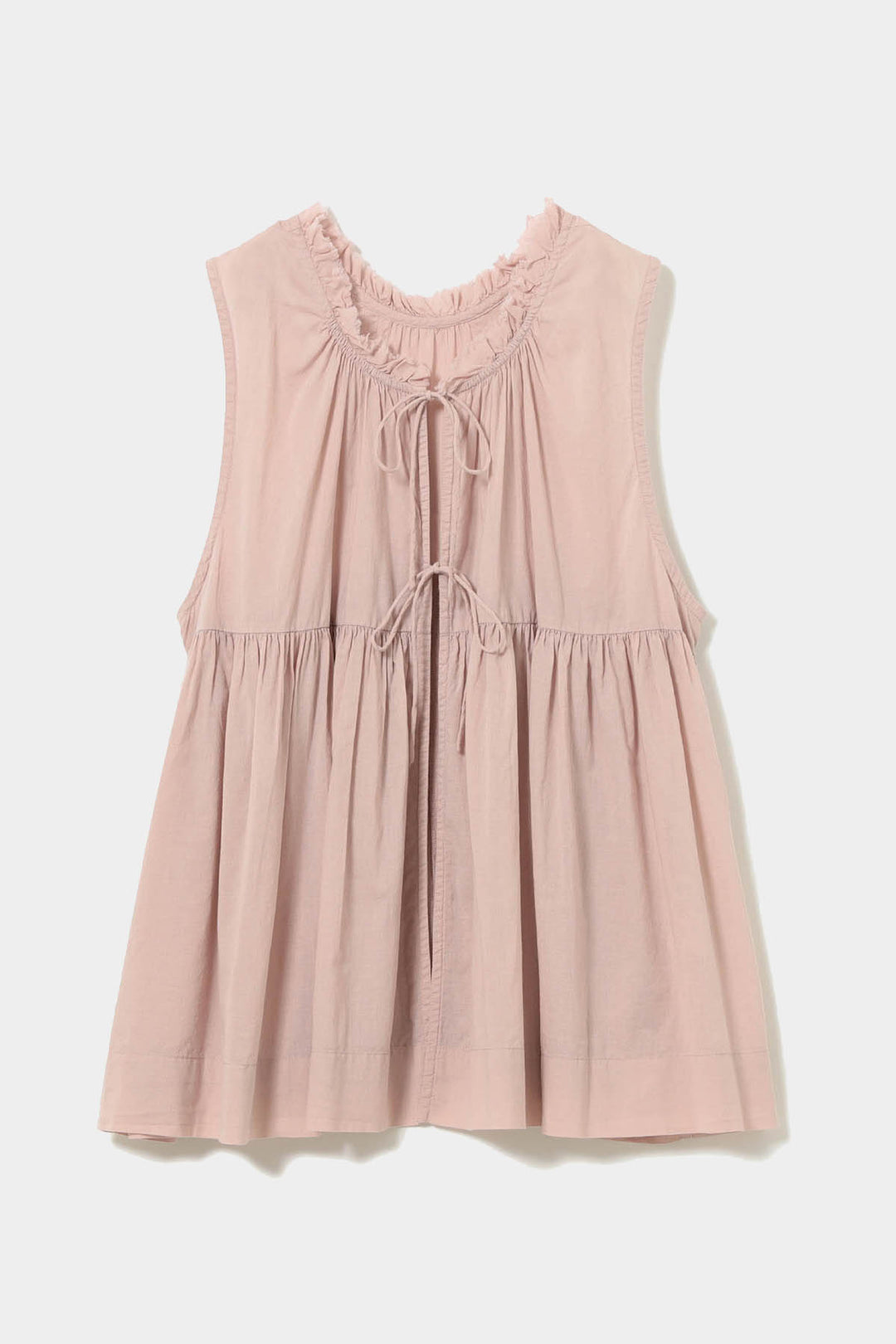 Cotton Gather Sleeveless Shirt - Dusty Pink - Frontiers Woman