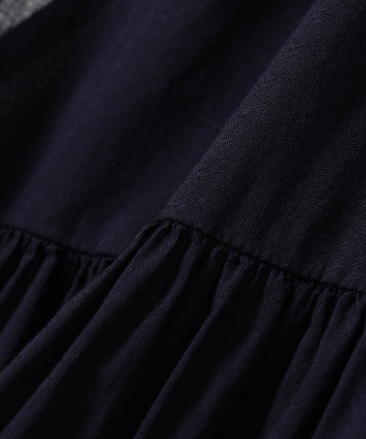 Cotton Gather Sleeveless Shirt - Navy - Frontiers Woman