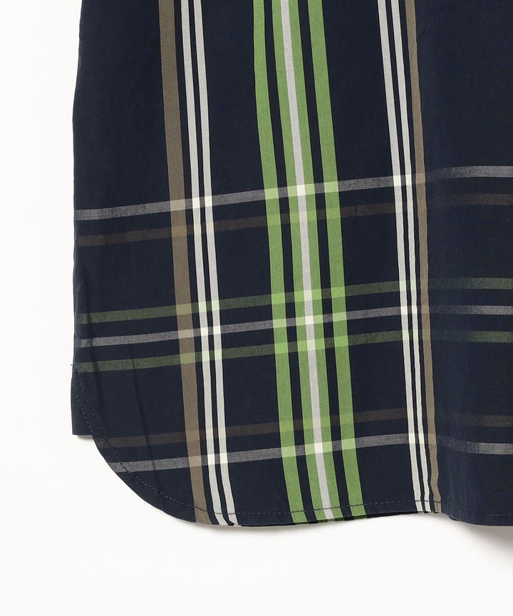 Big Tartan Short Sleeve Top - Navy - Frontiers Woman