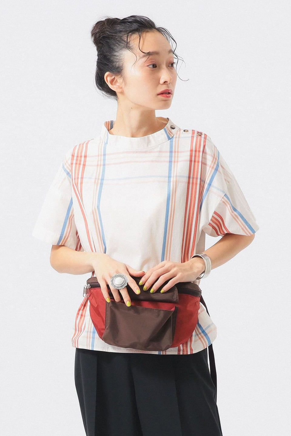 Big Tartan Short Sleeve Top - Ivory - Frontiers Woman