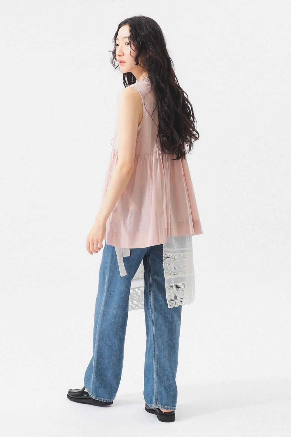 Cotton Gather Sleeveless Shirt - Dusty Pink - Frontiers Woman
