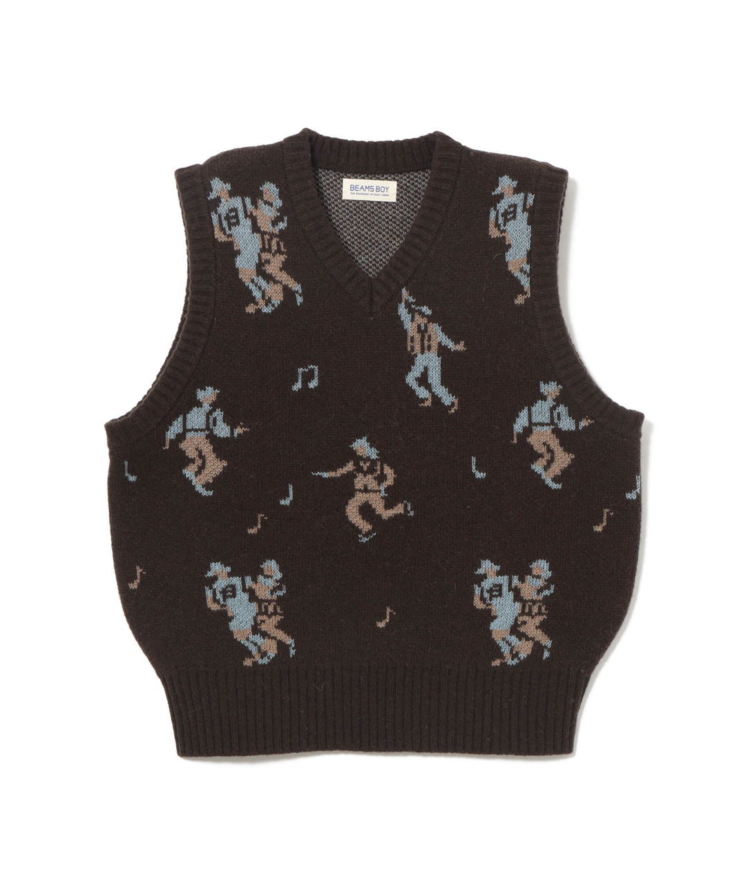 Jacquard Knit Vest - Brown