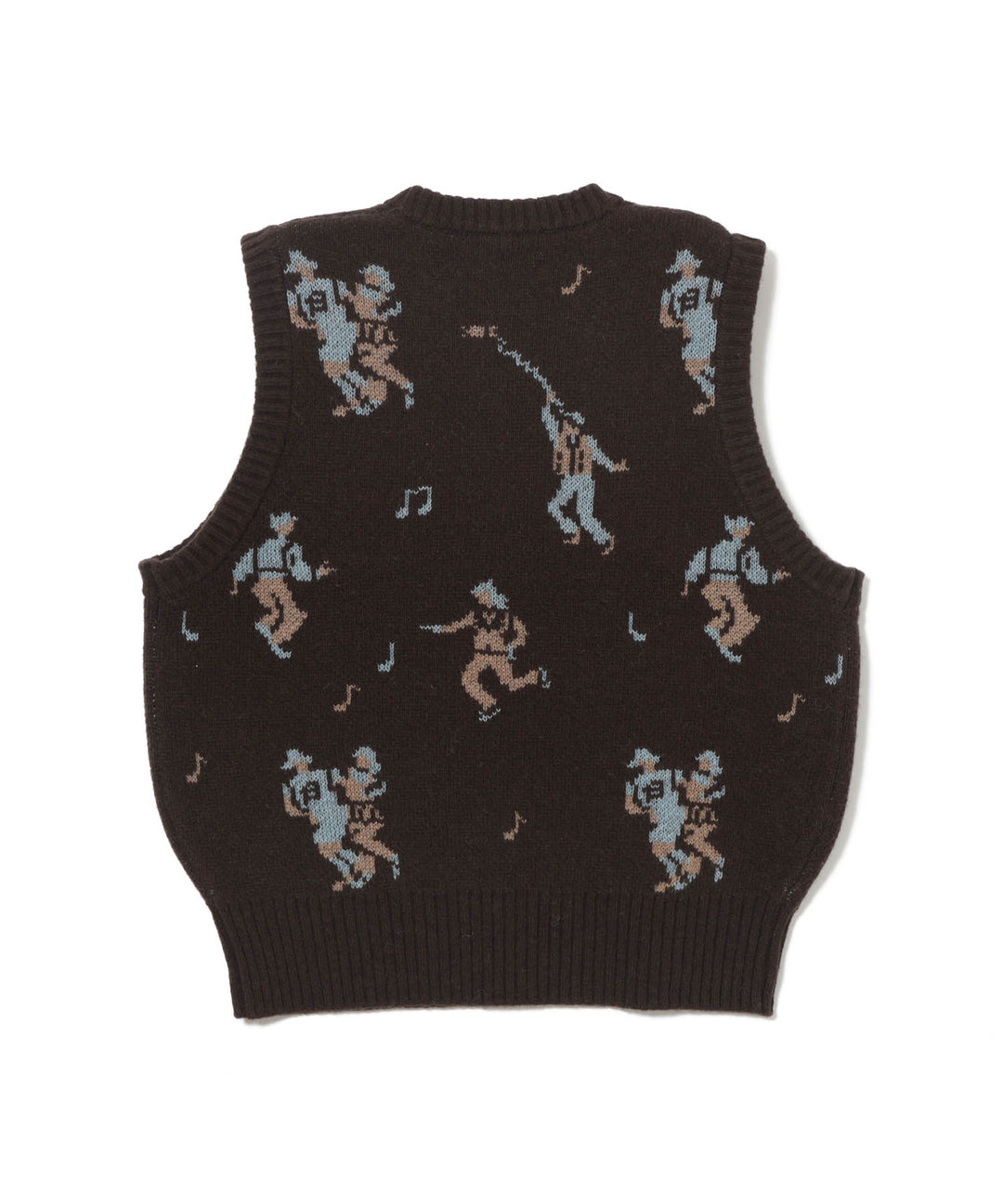 Jacquard Knit Vest - Brown