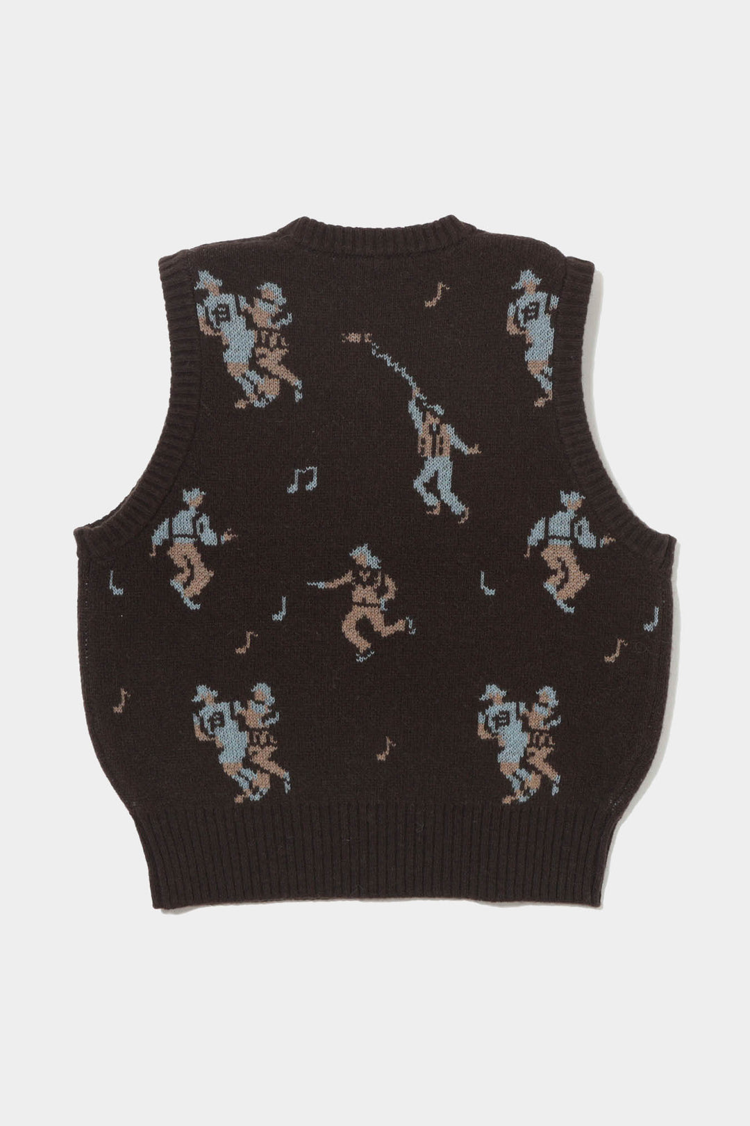 Jacquard Knit Vest - Brown