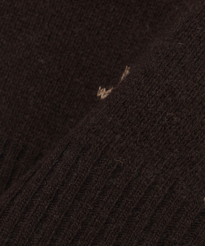 Jacquard Knit Vest - Brown