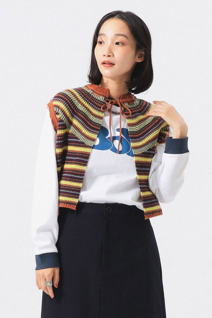 Multi Striped Vest - Light Blue