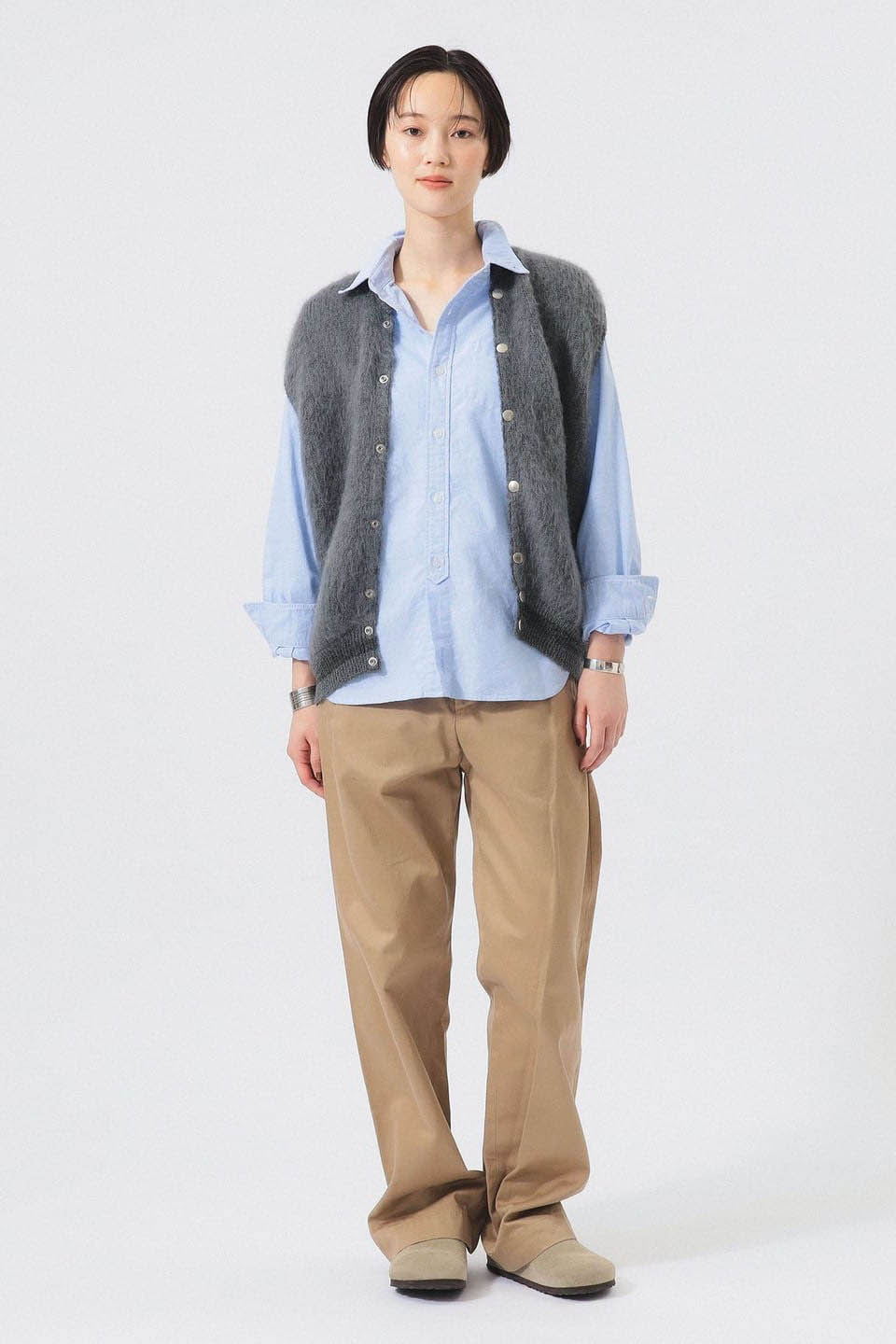 Embroidered Varsity Mohair Vest - Grey