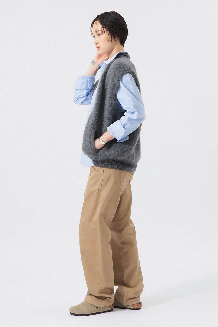 Embroidered Varsity Mohair Vest - Grey