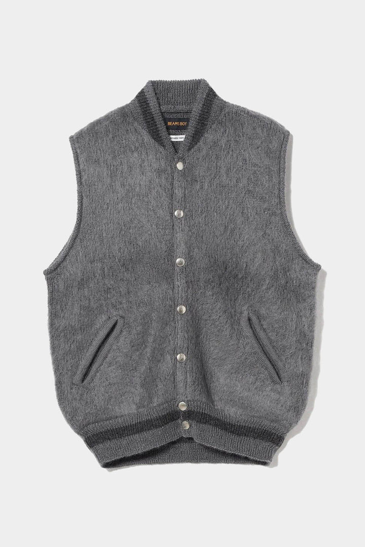 Embroidered Varsity Mohair Vest - Grey