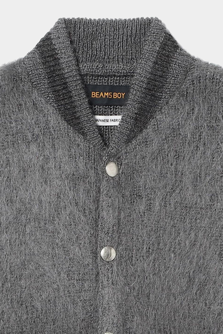 Embroidered Varsity Mohair Vest - Grey