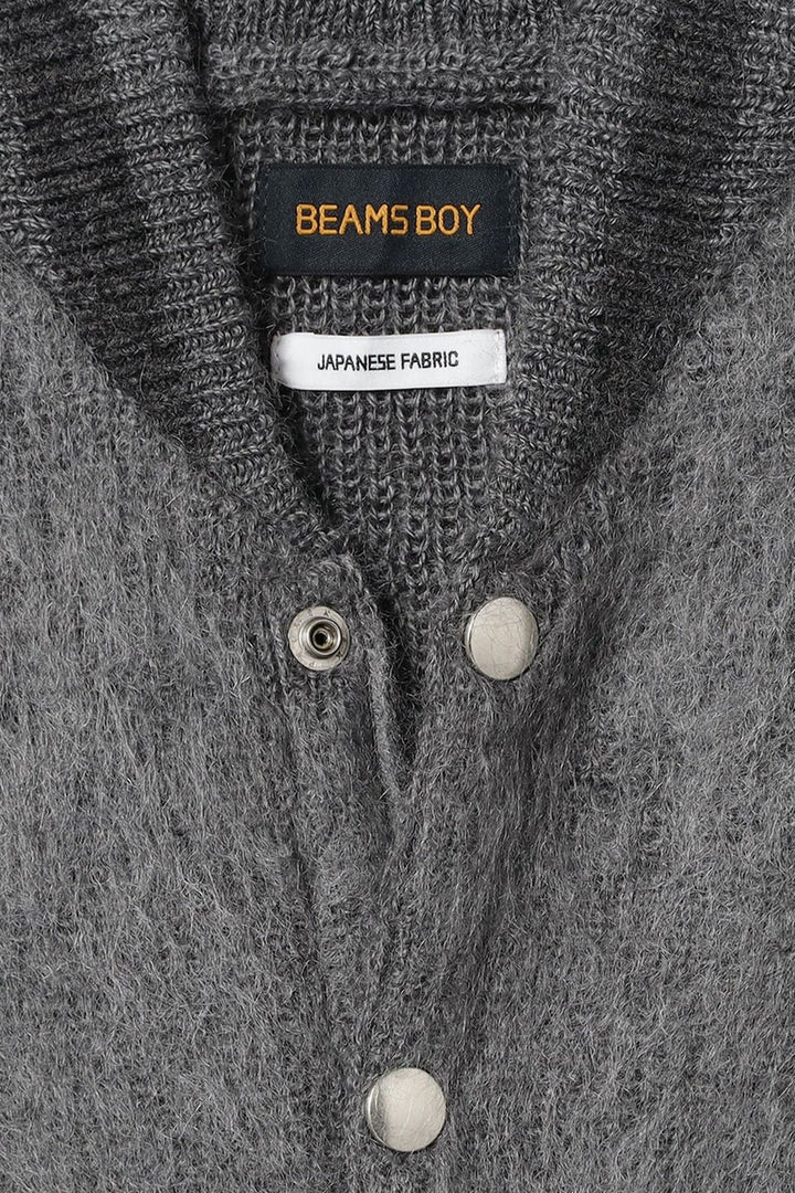 Embroidered Varsity Mohair Vest - Grey
