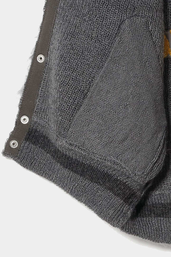 Embroidered Varsity Mohair Vest - Grey