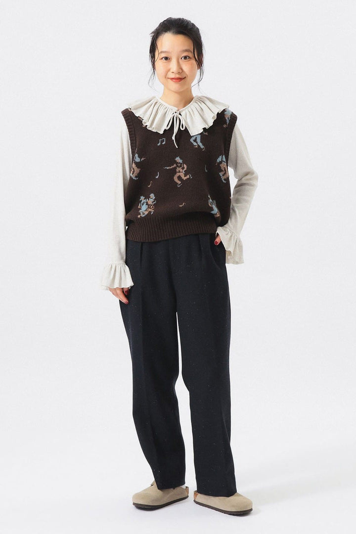 Jacquard Knit Vest - Brown