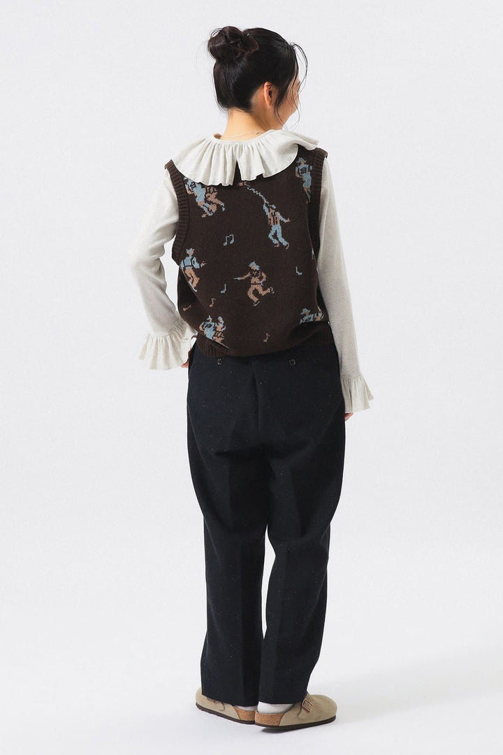 Jacquard Knit Vest - Brown