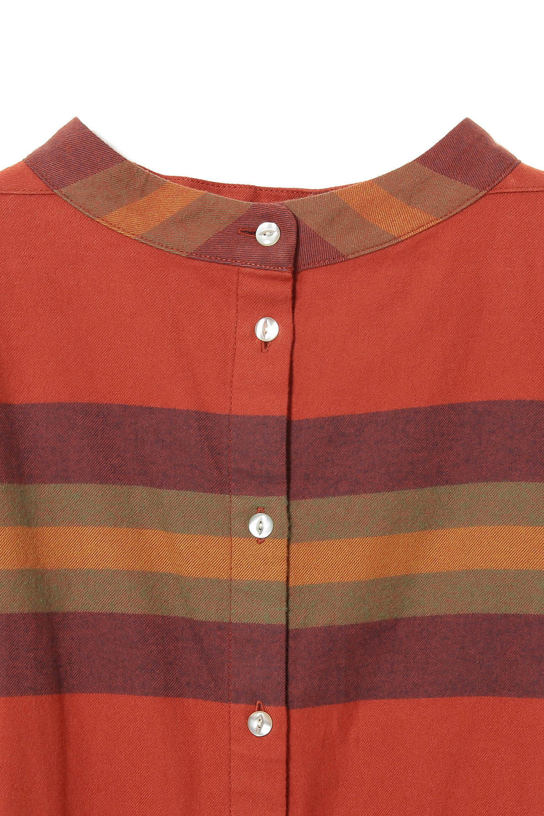 Boy Big Tartan High-Neck Collar Shirt - Orange