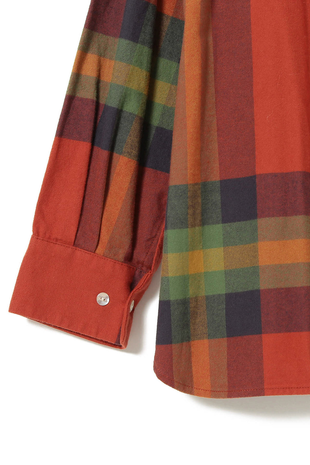 Boy Big Tartan High-Neck Collar Shirt - Orange