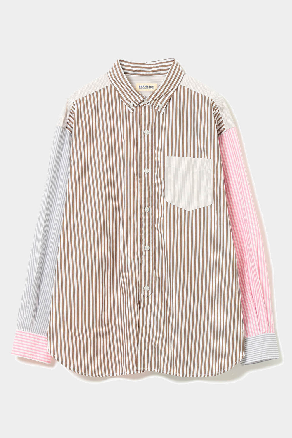 Stripped Crazy Button-Down Shirt - Brown - Frontiers Woman