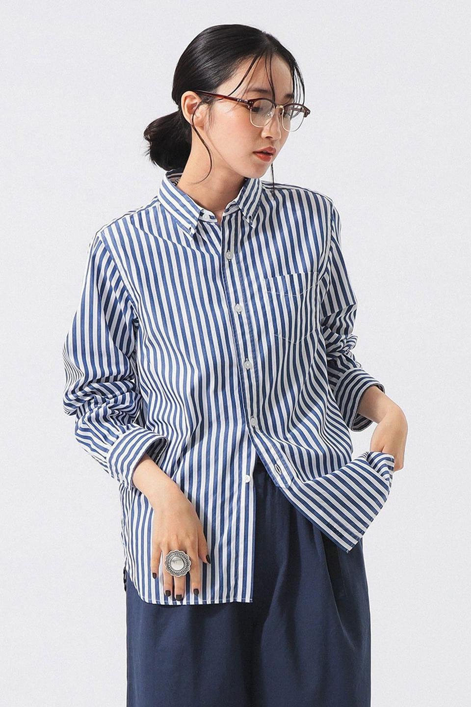 London Stripe Button Down Shirt - Navy