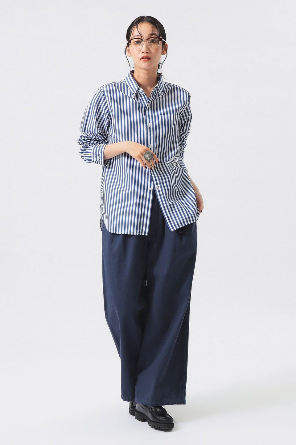 London Stripe Button Down Shirt - Navy
