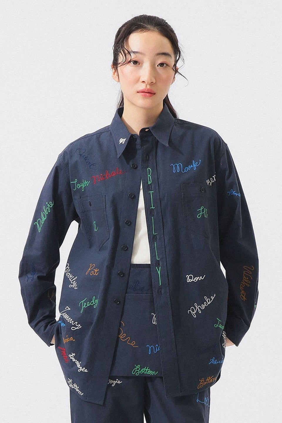 Embroidery Work Shirt - Navy (PRE-ORDER) - Frontiers Woman