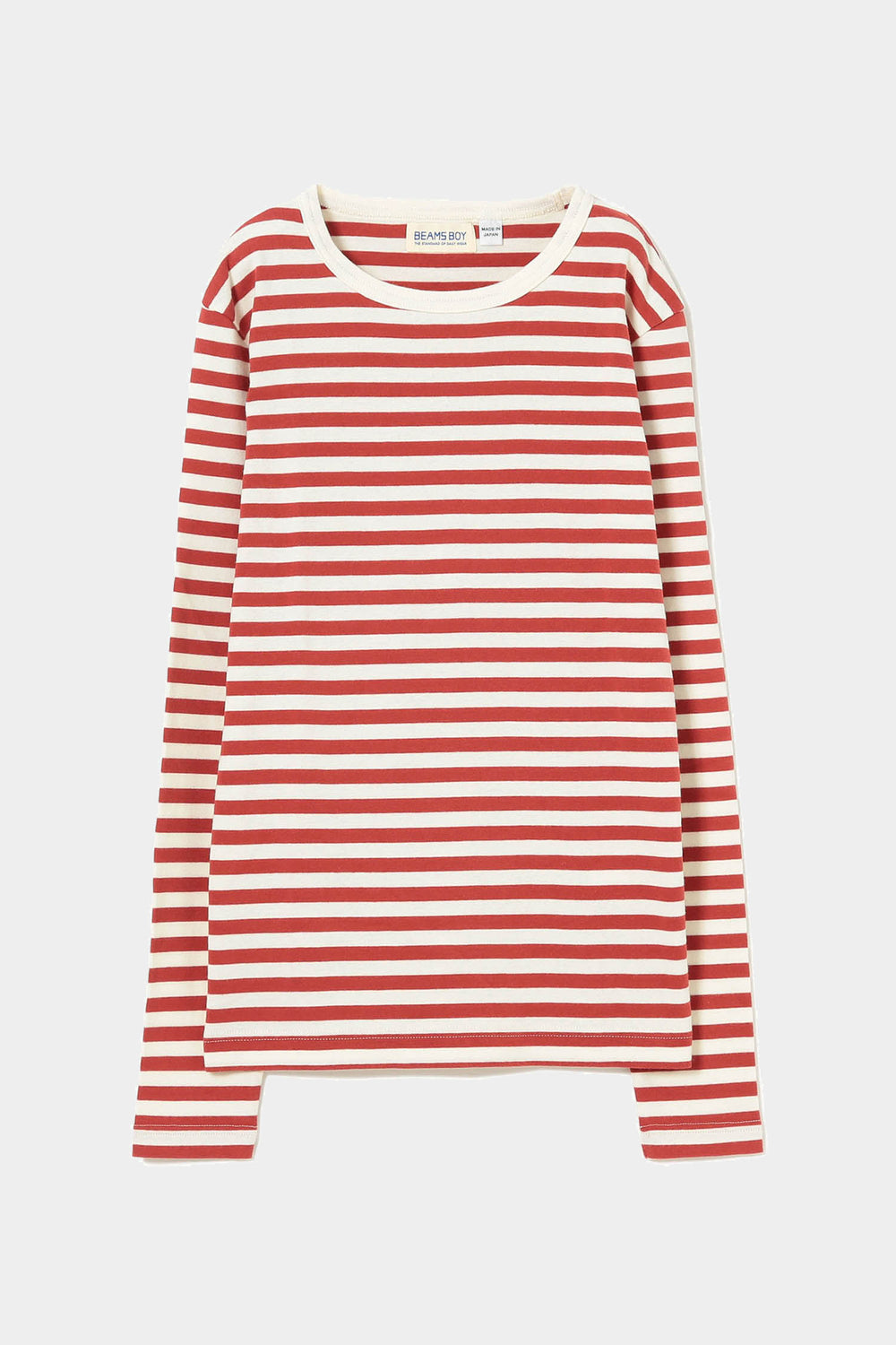 Rib Knitted Stripe T-Shirt - Red/Ivory - Frontiers Woman