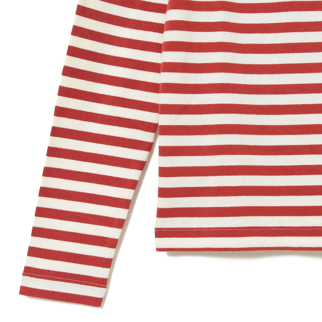 Rib Knitted Stripe T-Shirt - Red/Ivory - Frontiers Woman