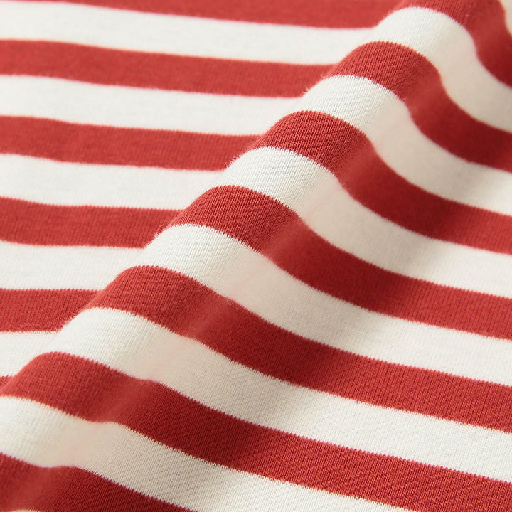 Rib Knitted Stripe T-Shirt - Red/Ivory - Frontiers Woman