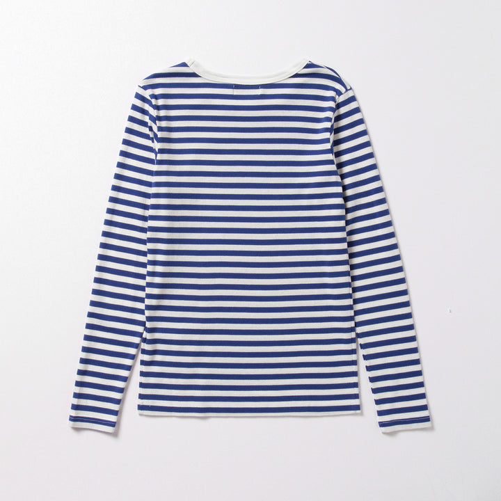 Rib Knitted Stripe T-Shirt - Blue/White - Frontiers Woman