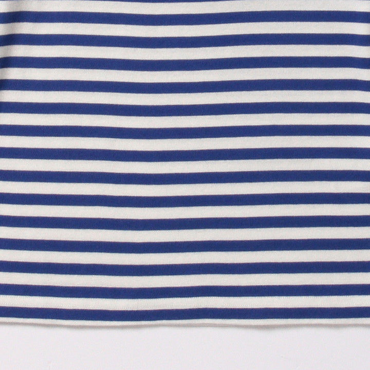 Rib Knitted Stripe T-Shirt - Blue/White - Frontiers Woman