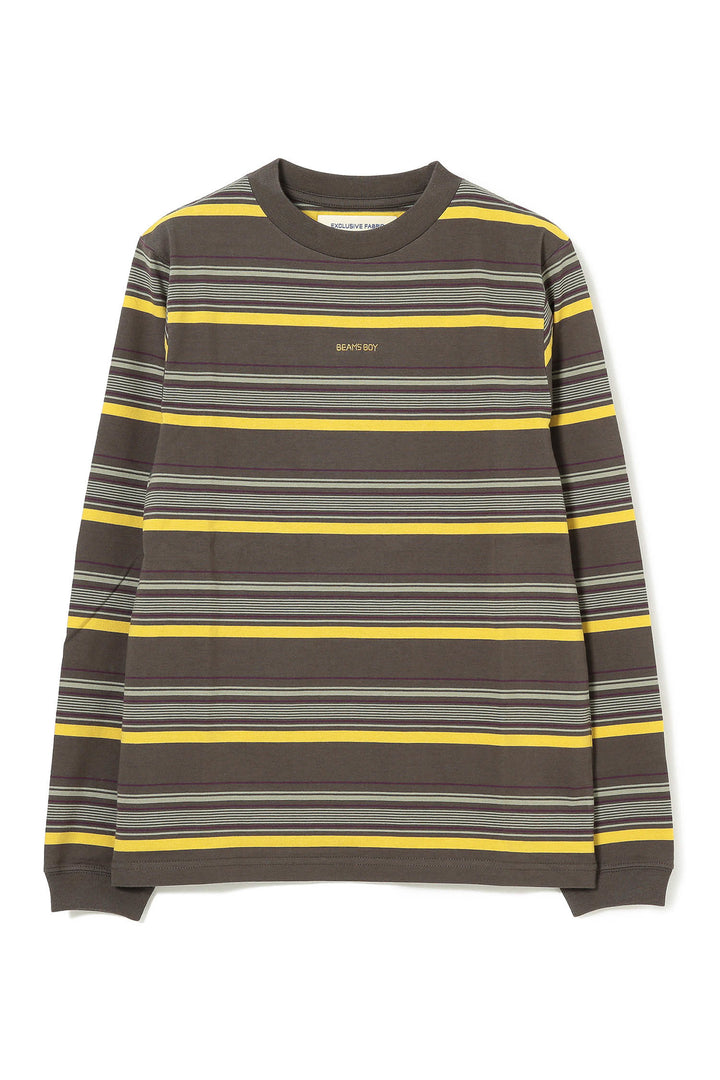 Embroidery Stripe Long Sleeve T-Shirt - Sage