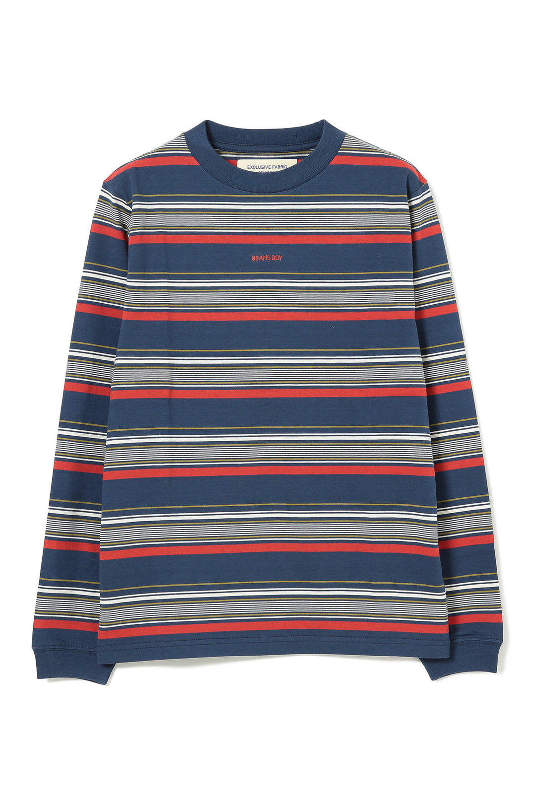 Embroidery Stripe Long Sleeve T-Shirt - Navy