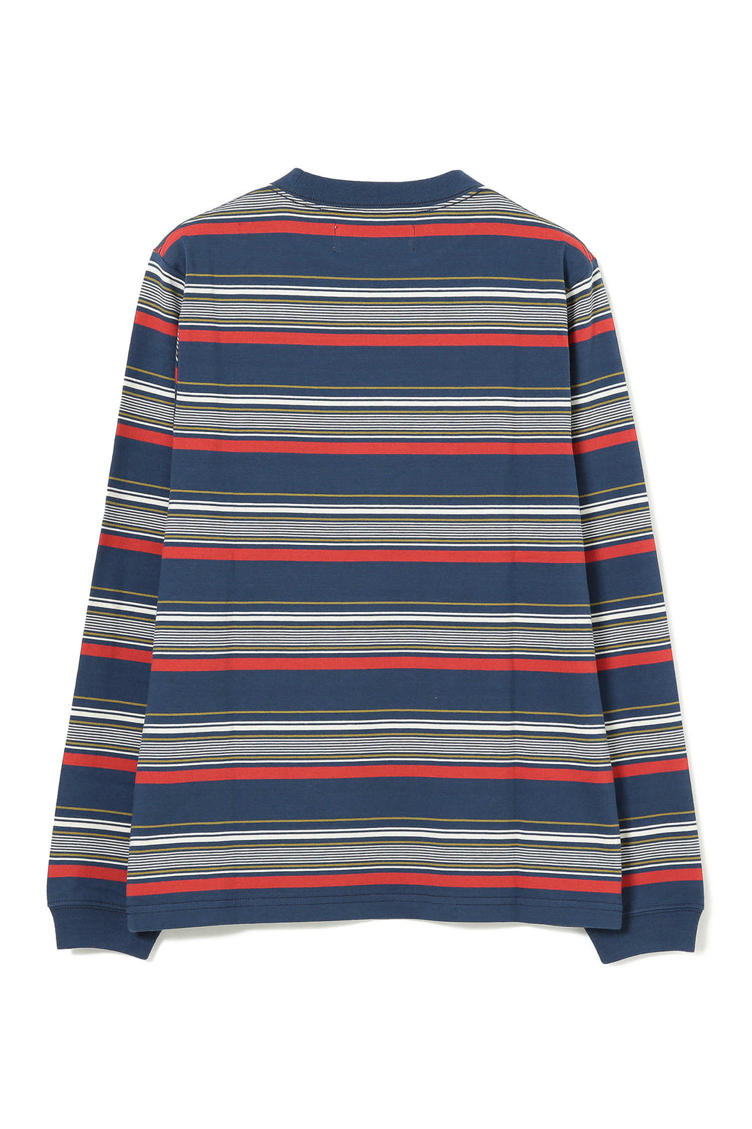 Embroidery Stripe Long Sleeve T-Shirt - Navy