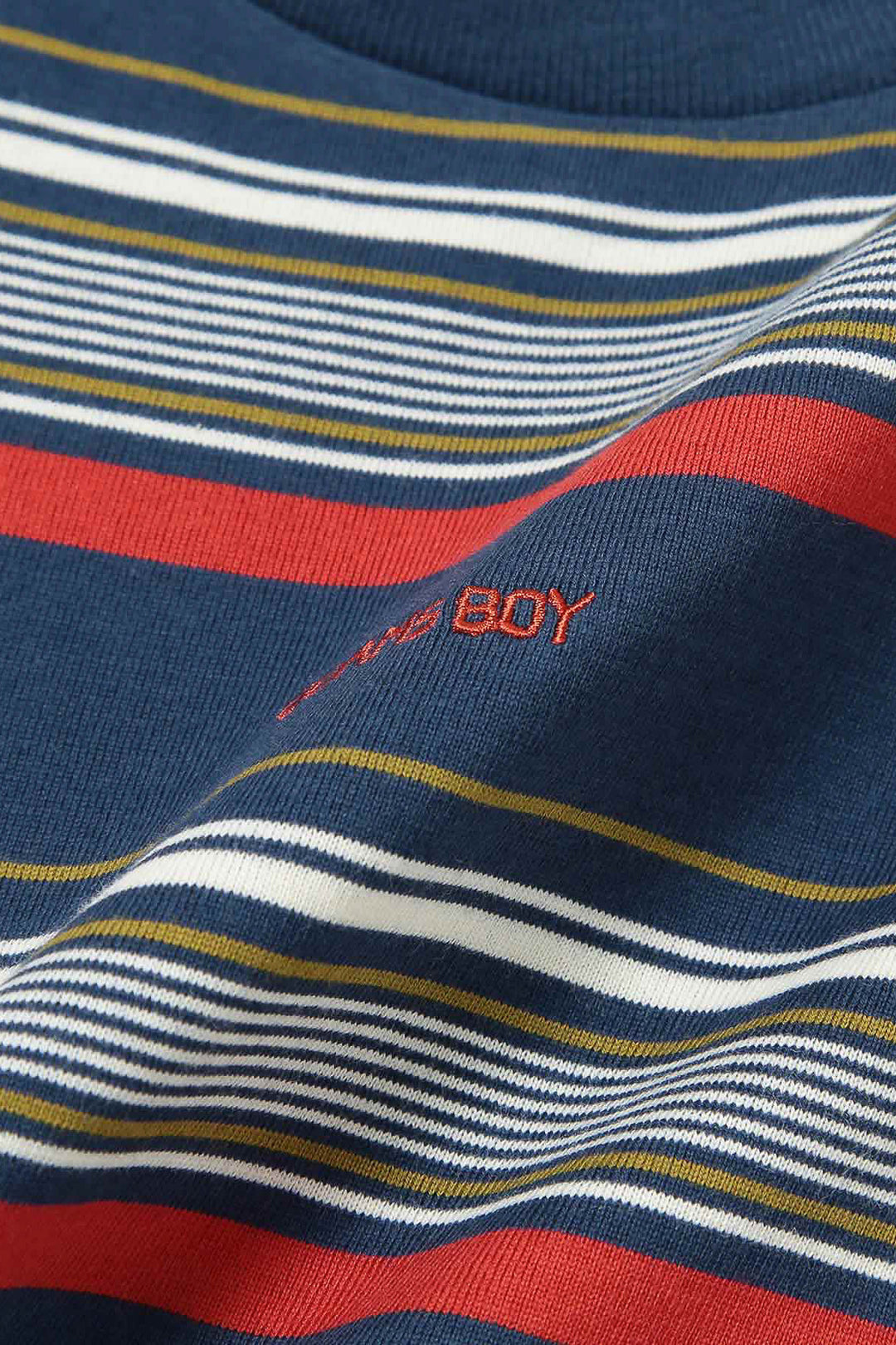 Embroidery Stripe Long Sleeve T-Shirt - Navy