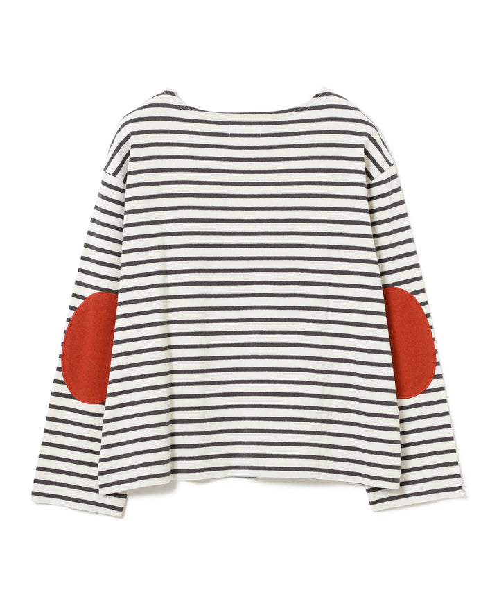Elbow Patch Long Sleeve T-shirt - Ivory Stripe