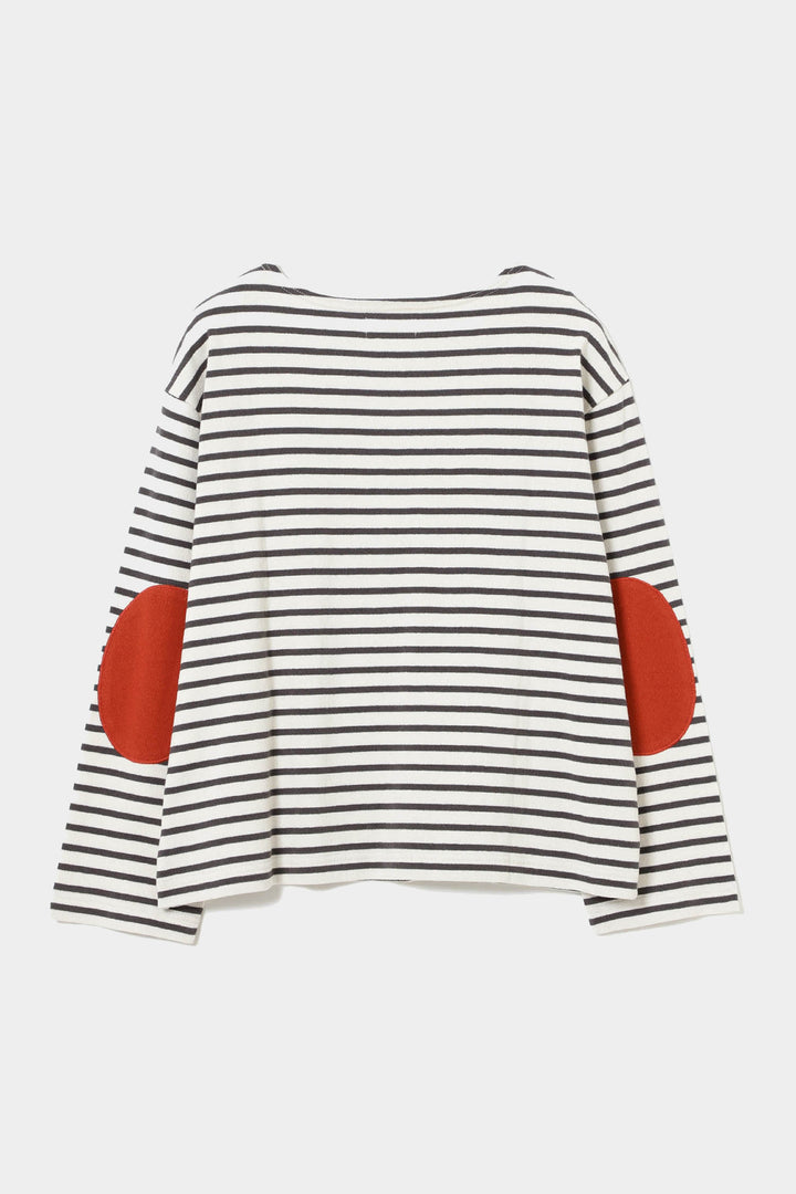 Elbow Patch Long Sleeve T-Shirt - Ivory Stripe