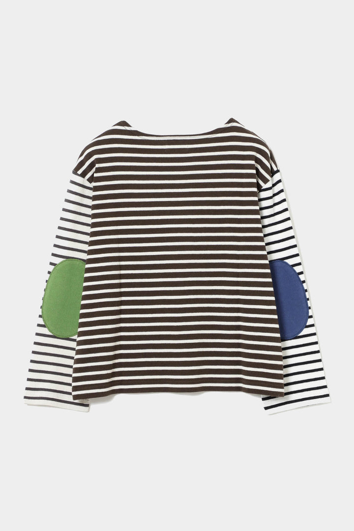 Elbow Patch Long Sleeve T-Shirt - Block Colour Stripe