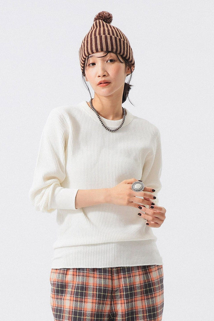 Cotton Thermal Crew Neck - White